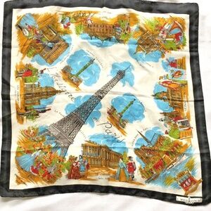 Vintage Paris Souvenir Scarf Historical Landmarks J. Mico Sancho 30” Square
